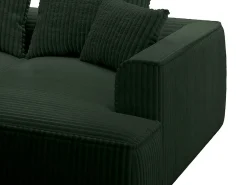 Sofá de 3 lugares assento profundo em veludo canelado grosso verde design PINETA