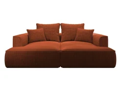 Sofá de 3 lugares assento profundo em veludo canelado grosso terracota design PINETA