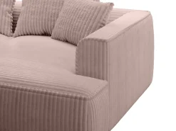 Sofá de 3 lugares assento profundo em veludo canelado grosso cor-de-rosa pó design PINETA