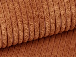 Sofá de 3 lugares assento profundo em veludo canelado terracota design PINETA