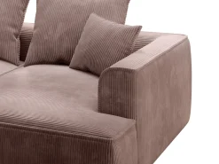 Sofá de 3 lugares assento profundo em veludo canelado cor-de-rosa design PINETA