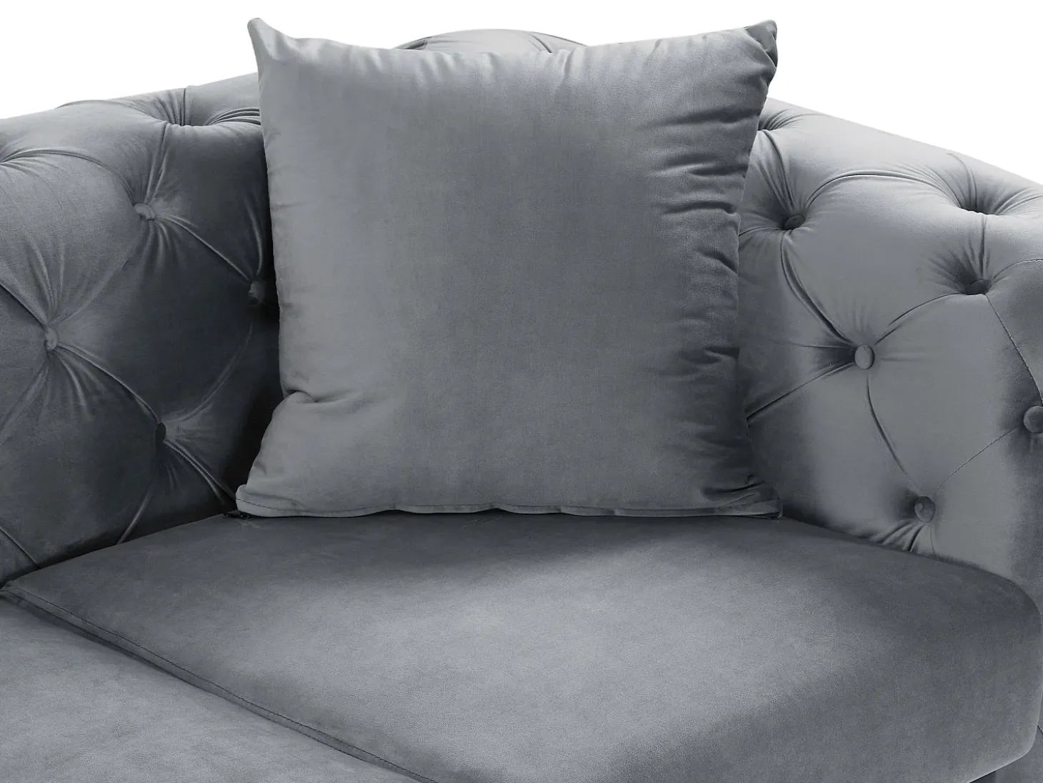 Sofá de 2 lugares chesterfield em veludo antracite e pés em metal EDWINA