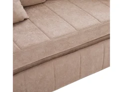 Sofá de 2 lugares com 4 almofadas - Sofá relaxante com suporte para copos e bolsos laterais - chenille caqui