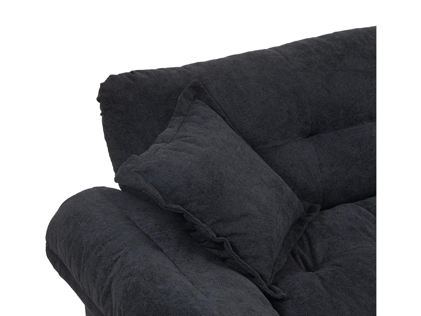 Sofá de 2 lugares com almofadas de camada dupla - Tecido chenille preto