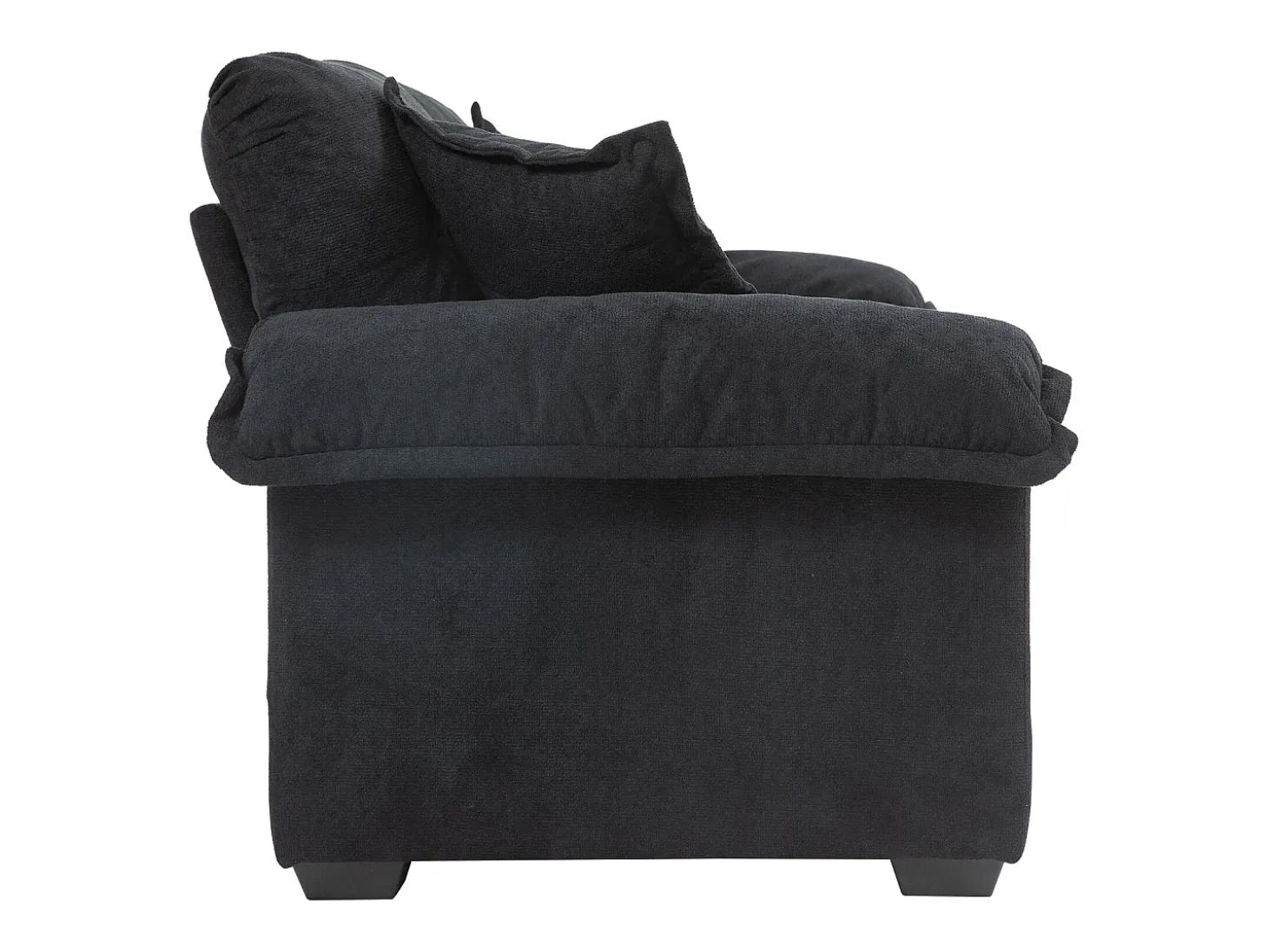 Sofá de 2 lugares com almofadas de camada dupla - Tecido chenille preto