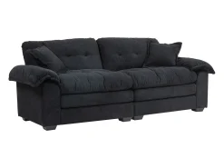 Sofá de 2 lugares com almofadas de camada dupla - Tecido chenille preto