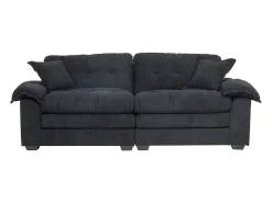 Sofá de 2 lugares com almofadas de camada dupla - Tecido chenille preto