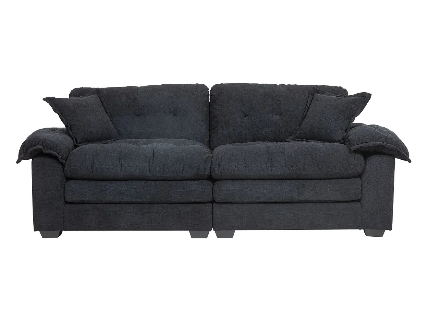 Sofá de 2 lugares com almofadas de camada dupla - Tecido chenille preto