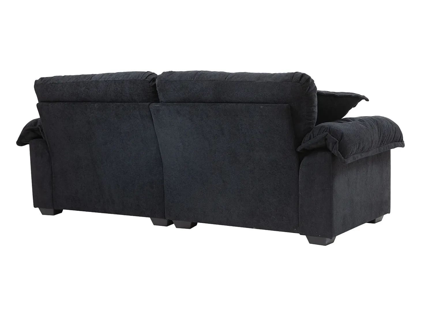 Sofá de 2 lugares com almofadas de camada dupla - Tecido chenille preto