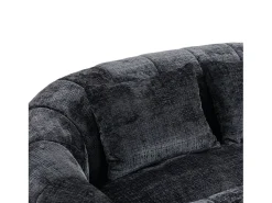 Sofá de 2 lugares com almofada - Sofá para adultos e crianças - Tecido chenille preto