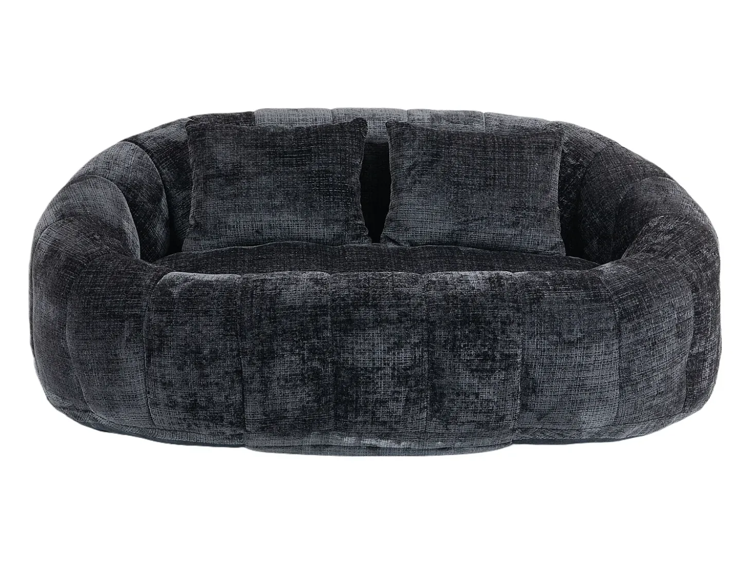 Sofá de 2 lugares com almofada - Sofá para adultos e crianças - Tecido chenille preto