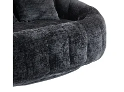 Sofá de 2 lugares com almofada - Sofá para adultos e crianças - Tecido chenille preto