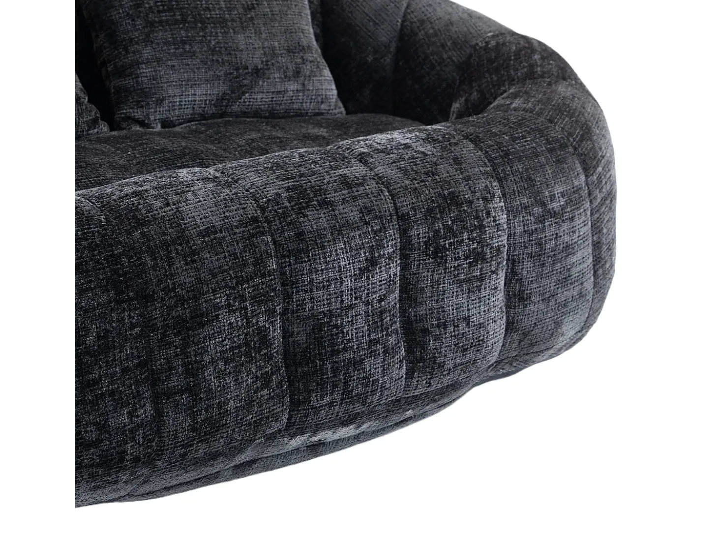 Sofá de 2 lugares com almofada - Sofá para adultos e crianças - Tecido chenille preto