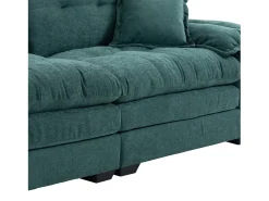 Sofá de 2 lugares com almofadas de camada dupla - Tecido chenille verde