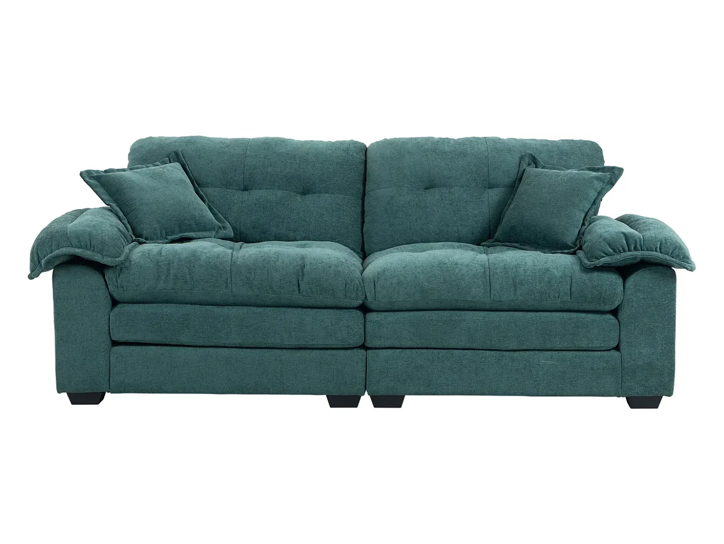 Sofá de 2 lugares com almofadas de camada dupla - Tecido chenille verde