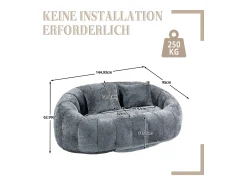 Sofá de 2 lugares com almofada - Sofá para adultos e crianças - Tecido chenille cinzento