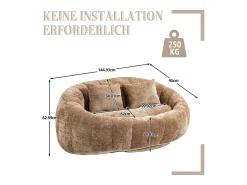 Sofá de 2 lugares com almofada - Sofá para adultos e crianças - Tecido chenille cor café
