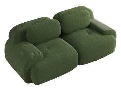 Sofá de 2 lugares com almofadas - Sofá reto com braços curvos e almofadas decorativas - bombazine verde