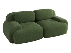 Sofá de 2 lugares com almofadas - Sofá reto com braços curvos e almofadas decorativas - bombazine verde