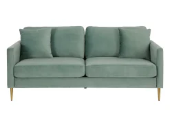 Sofá de 3 lugares com almofadas de veludo verde