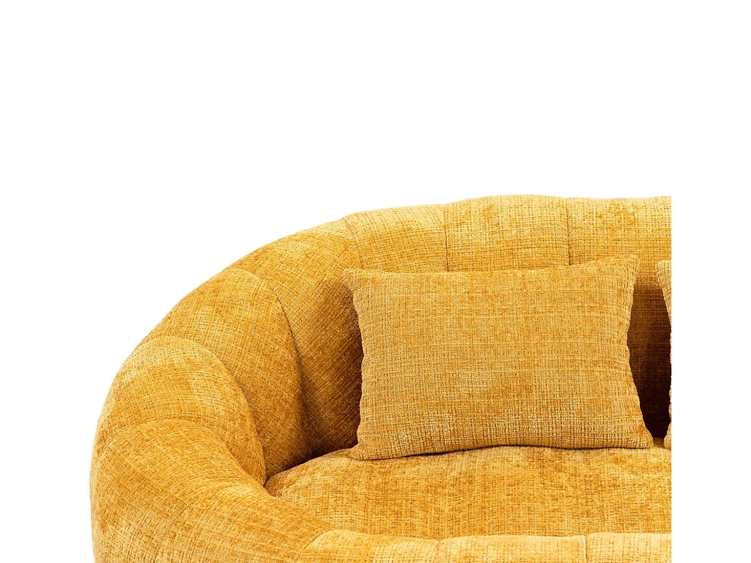 Sofá de 2 lugares com almofada - Sofá para adultos e crianças - Tecido de chenille amarelo