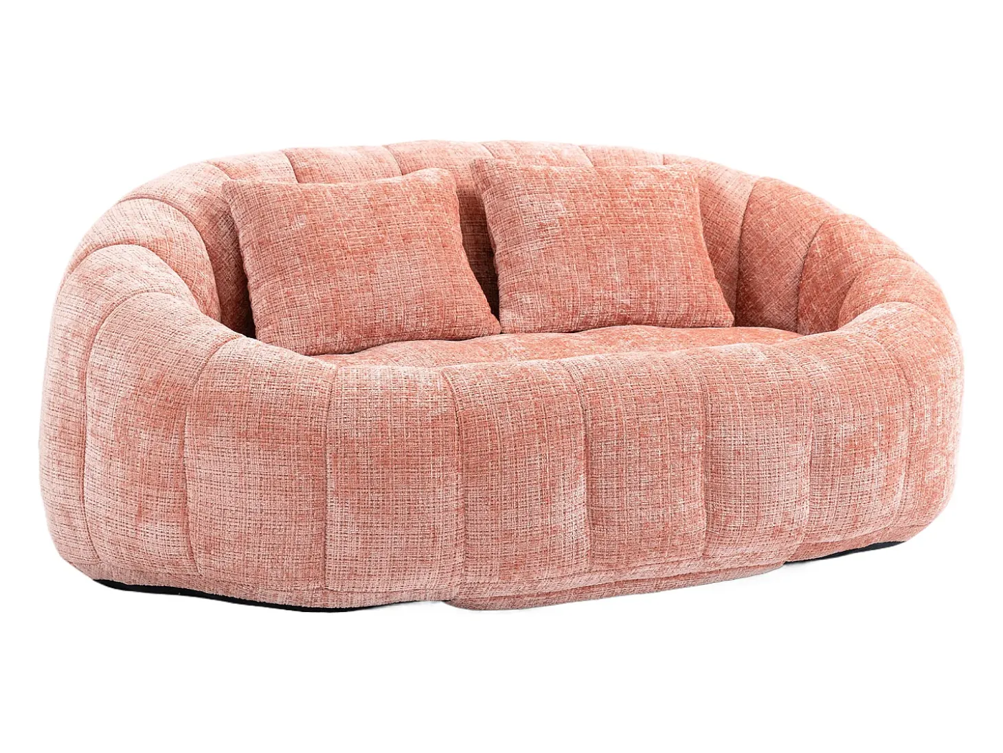 Sofá de 2 lugares com almofada - Sofá para adultos e crianças - Tecido chenille rosa