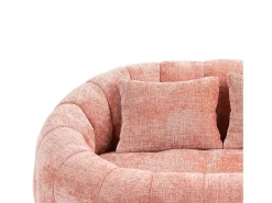 Sofá de 2 lugares com almofada - Sofá para adultos e crianças - Tecido chenille rosa