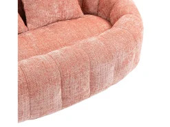 Sofá de 2 lugares com almofada - Sofá para adultos e crianças - Tecido chenille rosa