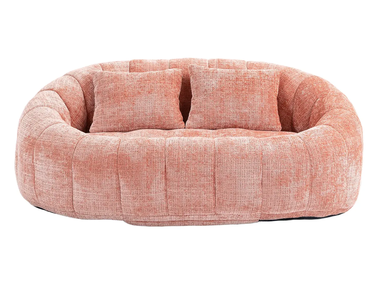 Sofá de 2 lugares com almofada - Sofá para adultos e crianças - Tecido chenille rosa