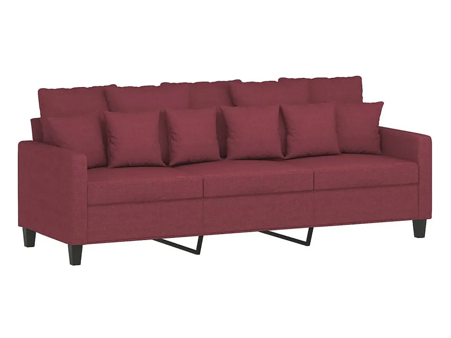 Sofá de 3 lugares com apoio de pés 180 cm tecido vermelho tinto PT195507