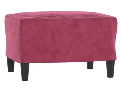 Sofá de 3 lugares com apoio de pés 180 cm veludo vermelho tinto PT279507