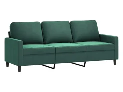 Sofá de 3 lugares com apoio de pés 180 cm veludo verde-escuro PT808937