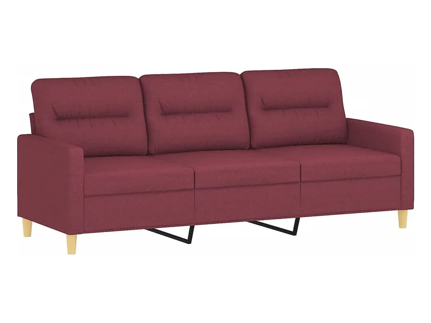 Sofá de 3 lugares com apoio de pés 180 cm tecido vermelho tinto