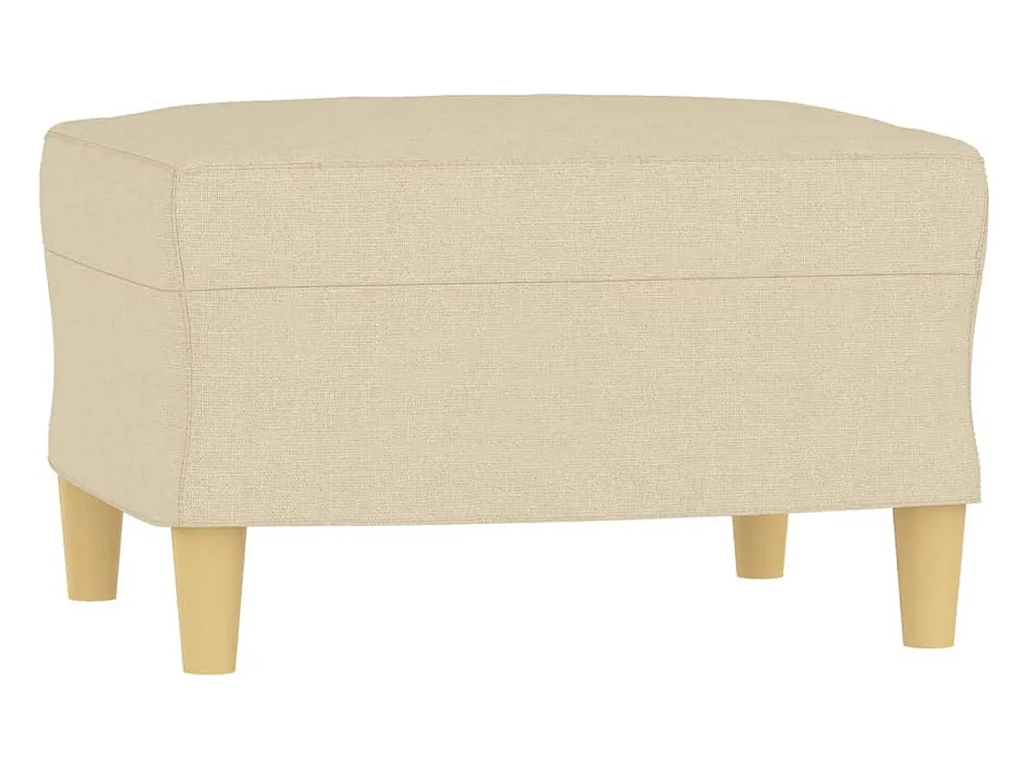 Sofá de 3 lugares com apoio de pés 180 cm tecido cor creme