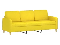 Sofá de 3 lugares com apoio de pés 180 cm tecido amarelo-claro PT600409