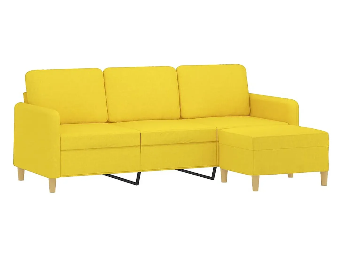 Sofá de 3 lugares com apoio de pés 180 cm tecido amarelo-claro PT600409