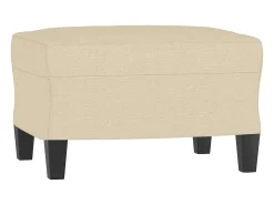Sofá de 3 lugares com apoio de pés 180 cm tecido cor creme PT158914
