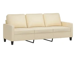 Sofá de 3 lugares com apoio de pés 180 cm tecido cor creme PT158914
