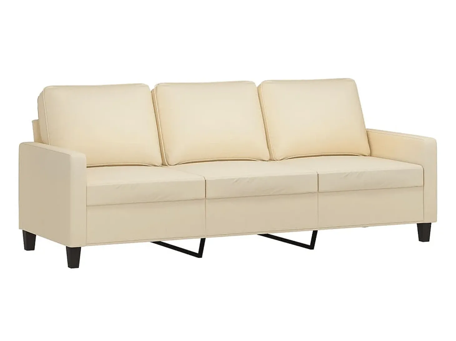Sofá de 3 lugares com apoio de pés 180 cm tecido cor creme PT158914