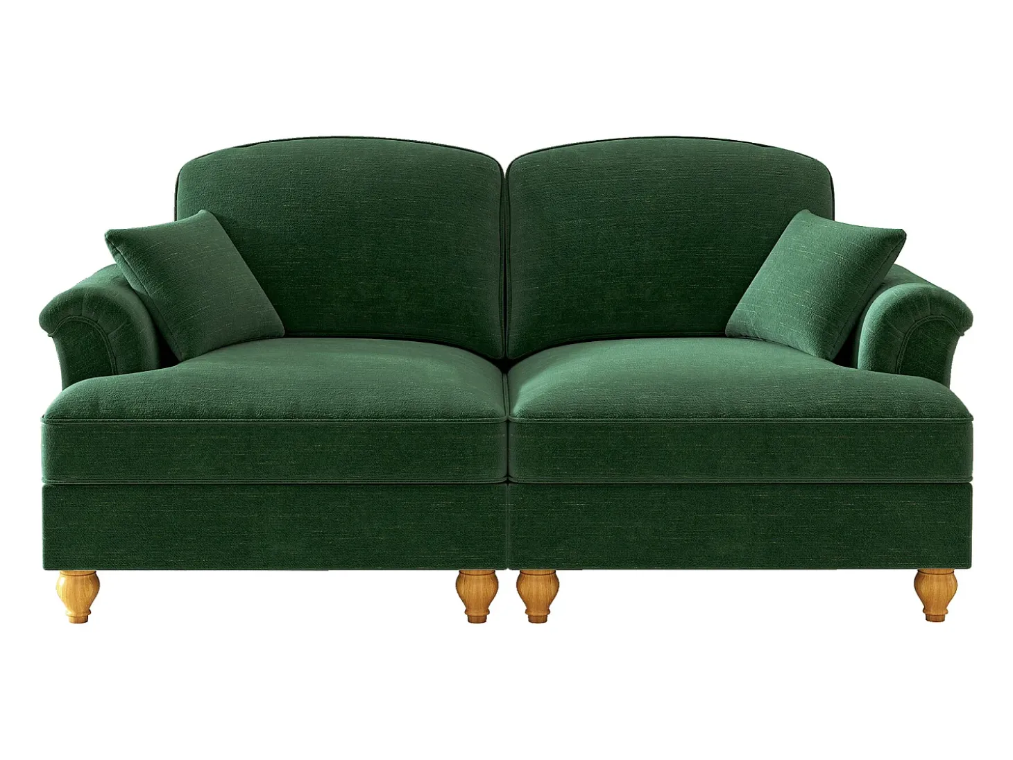 Sofá de 2 lugares com apoio lombar e saia plissada removível - Tecido chenille - Verde