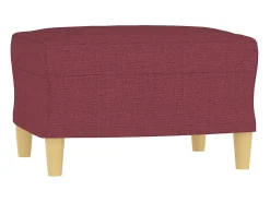 Sofá de 3 lugares com apoio de pés 180 cm tecido vermelho tinto PT190854