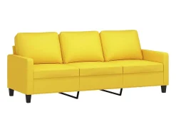 Sofá de 3 lugares com apoio de pés 180 cm tecido amarelo-claro PT704149