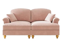 Sofá de 2 lugares com apoio lombar e saia plissada removível - Tecido chenille - Rosa