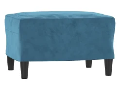 Sofá de 3 lugares com apoio de pés 180 cm veludo azul