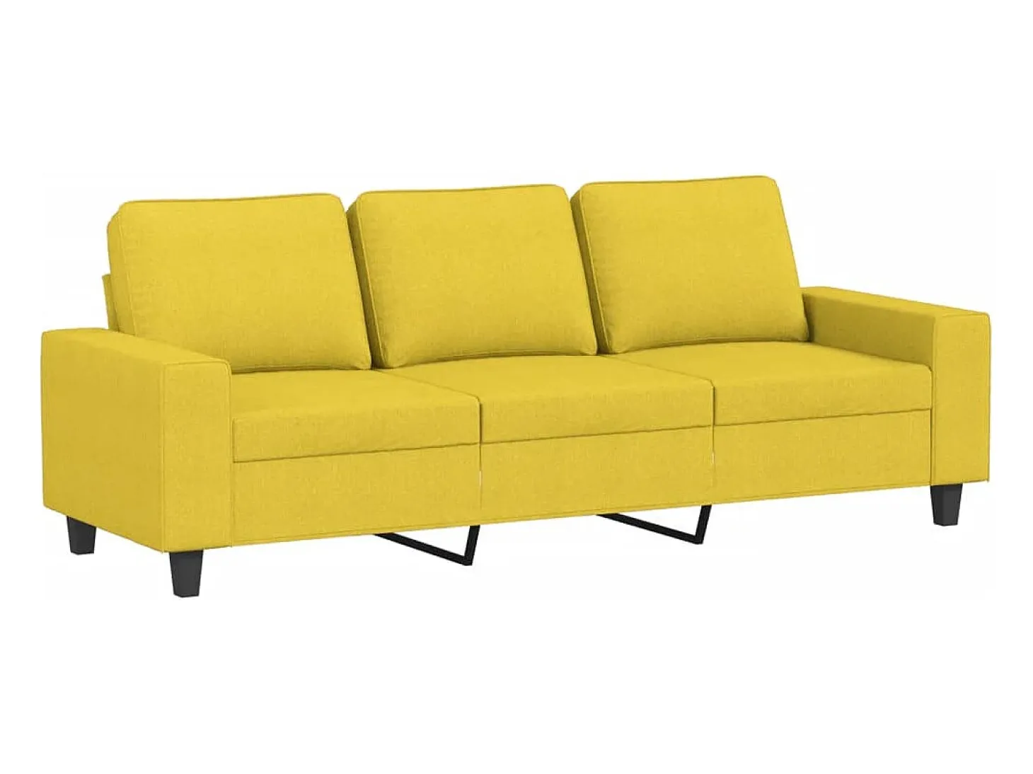 Sofá de 3 lugares com apoio de pés 180 cm tecido amarelo-claro PT335958