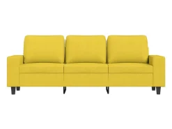 Sofá de 3 lugares com apoio de pés 180 cm tecido amarelo-claro PT335958