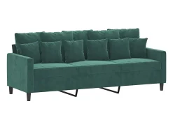 Sofá de 3 lugares com apoio de pés 180 cm veludo verde-escuro PT461677
