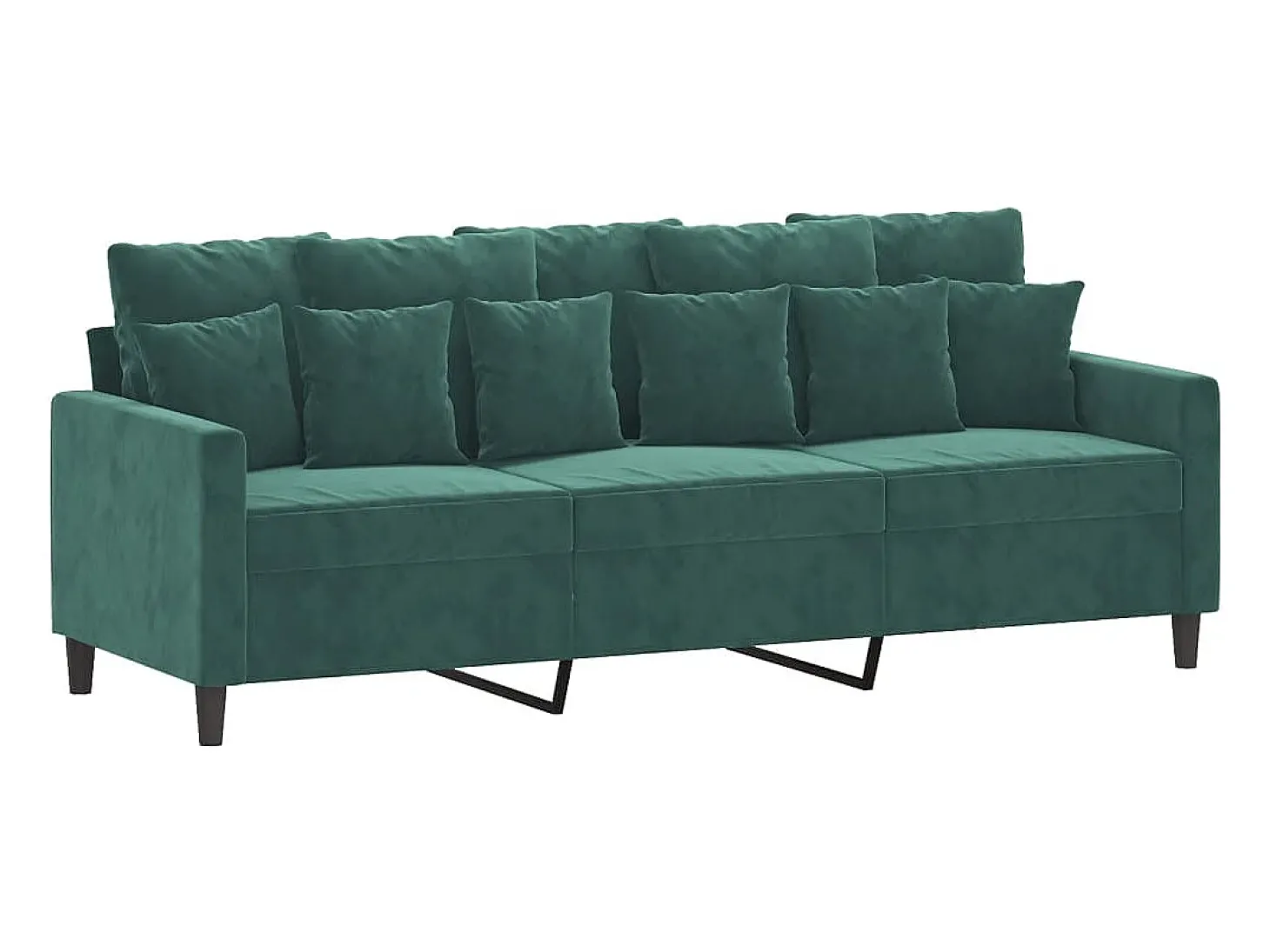 Sofá de 3 lugares com apoio de pés 180 cm veludo verde-escuro PT461677