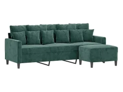 Sofá de 3 lugares com apoio de pés 180 cm veludo verde-escuro PT461677