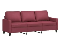 Sofá de 3 lugares com apoio de pés 180 cm tecido vermelho tinto PT141359